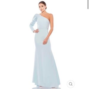 Mac Duggal One Shoulder Puff Sleeve Gown